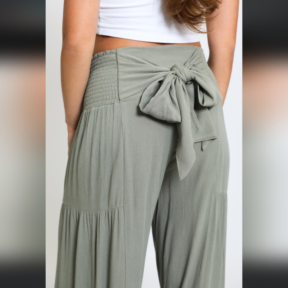 Women's Sage Green Wide-Leg Pants